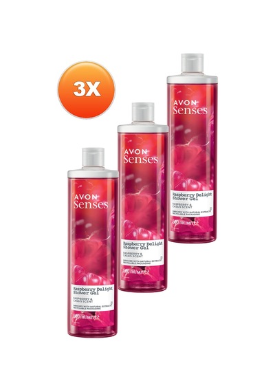 Avon Senses Rapsberry Delight Frambuaz ve Frenk Üzümü Kokulu Duş Jeli 3 x 500 ML