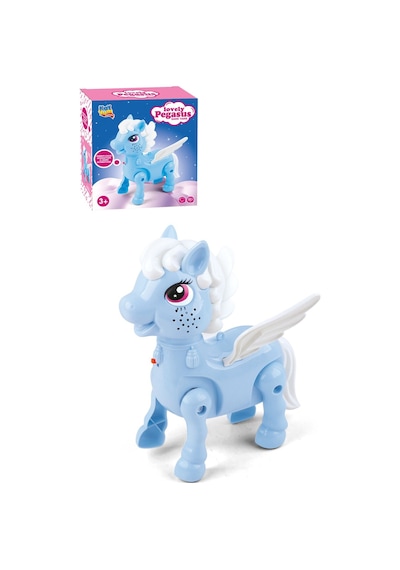Işıklı Sesli Pilli Yürüyen Unicorn Pony At - Mavi