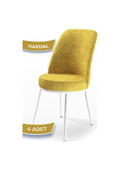 Canisa Concept Dexa Serisi Hardal Renk 4 Adet Sandalye, Renk Hardal, Ayaklar Beyaz Hardal
