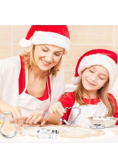 Baston Şeker Çam Ağacı Gingerman Kardan Adam Kurabiye Kalıbı + Glazür Yılbaşı Seti
