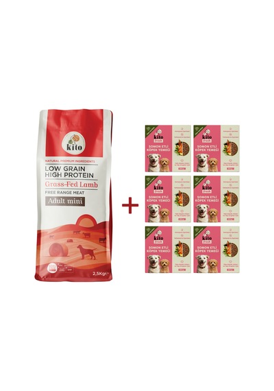 Kito Kuzu Etli Mini Irk Yetişkin Köpek Maması 2500 G + Kito Fresh Somon Etli Köpek Yemeği 6'lı