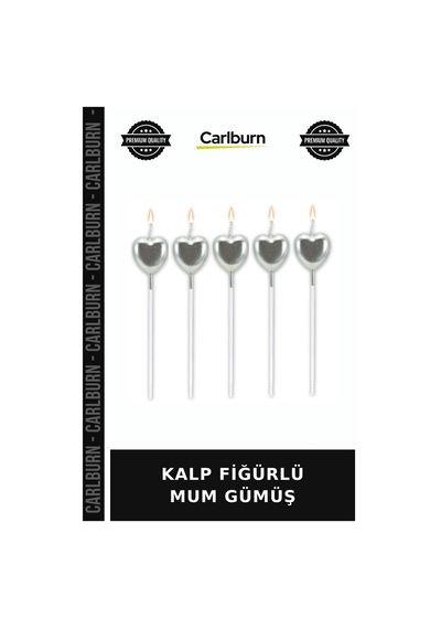 Premium Kalp Fiğürlü Mum Gümüş Dekor Işıltı Ev Çok Renkli