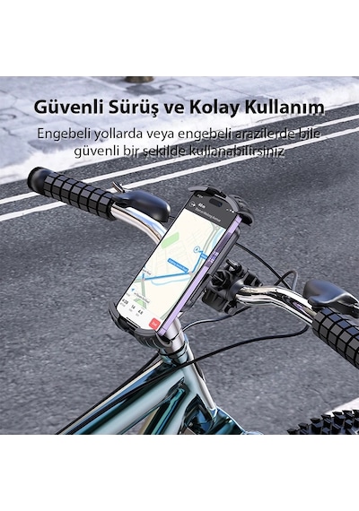 Ally Borofone Bh105 Crown Gidon Bağlantılı Bisiklet Ve Motosiklet Telefon Tutucu- 5775 Siyah