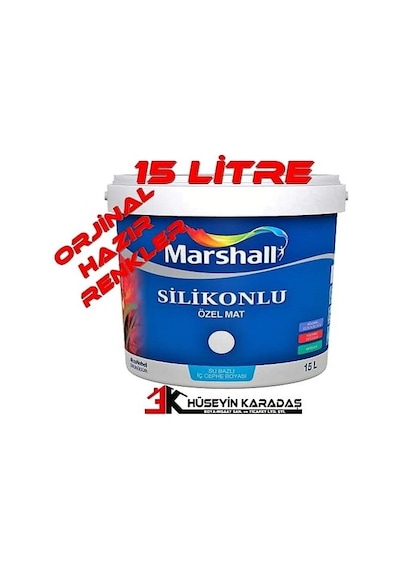 Marshall Silikonlu Özel Mat Tam Silinebilir Plastik Boya 15 Lt Marshall Silikonlu Özel Mat Tam Silinebilir Plastik Boya 15 Lt