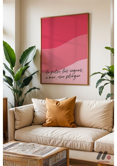 Pembe İspanyolca Söz Posteri, Ahşap Çerçeveli Duvar Tablosu - Modern Ev Dekorasyonu