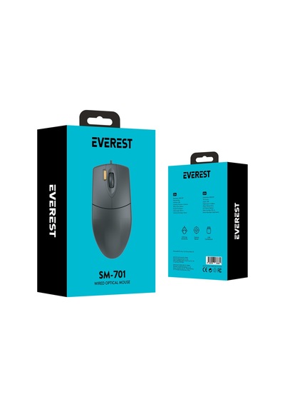 Buradabulabilirsin Everest Sm-701, Siyah, Optical, 1000dpi, Usb, 1.8mt. Kablolu, Mouse Nl