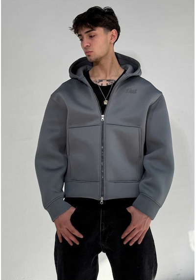 Zaee Oversize Scuba Zipp Hoodie Füme