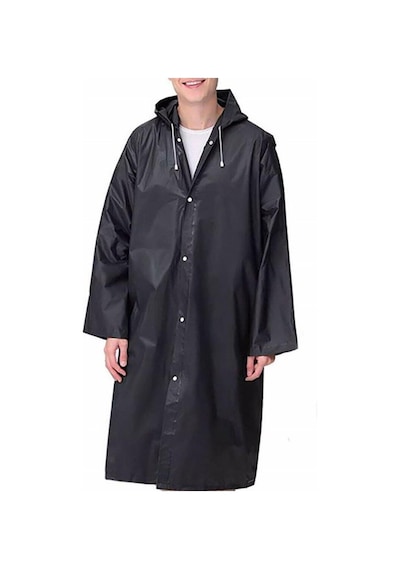 Netodak Siyah Kadın Erkek Yağmurluk Kapüşonlu Çıtçıtlı Eva Unisex Pratik Kapşonlu Yağmurluk Xl Büyük Beden Pembe Siyah