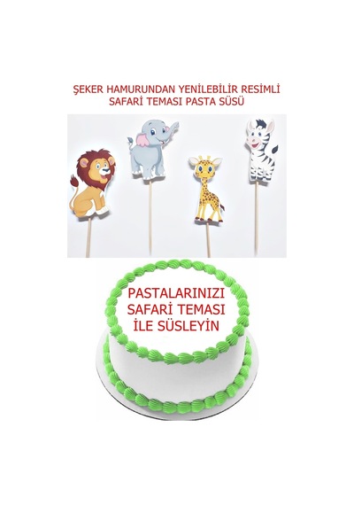 Şeker Hamurundan Pasta Süsü Yenilebilir Kürdanlı Temalı Set