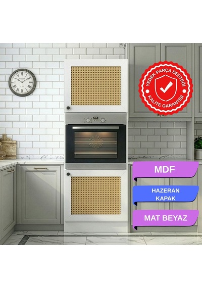 Kenzlife Ankastre Fırın Dolabı Bige Mat Beyaz 180 60 56 Hazeran Kare Kapak Mdf Gövde