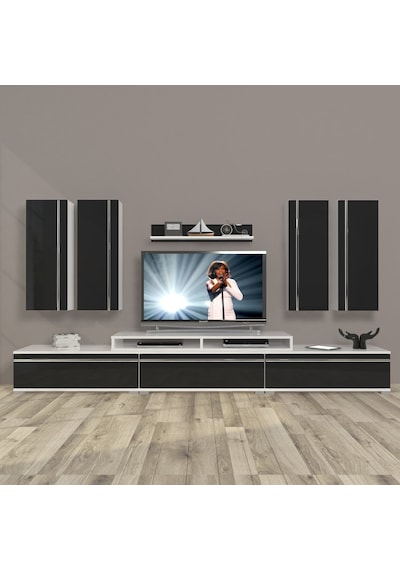 Decoraktiv Ekoflex 8d Mdf Tv Ünitesi Tv Sehpası Beyaz - Siyah