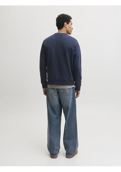 Jack & Jones Erkek Gögüs Baskili Regular Fit Bisiklet Yaka Sweatshirt - Rush - 12298426 Lacivert