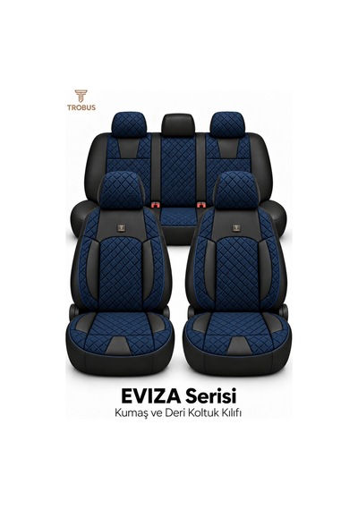 Renault Kangoo 1997-2008 Uyumlu Monaco Serisi Eviza 2+1 Ticari Lacivert Siyah Koltuk Kılıfı