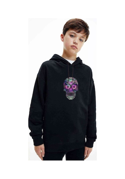 Tshirthane Sugar Skull Iphone X Wallpapers Baskılı Unisex Çocuk Sweatshirt Siyah