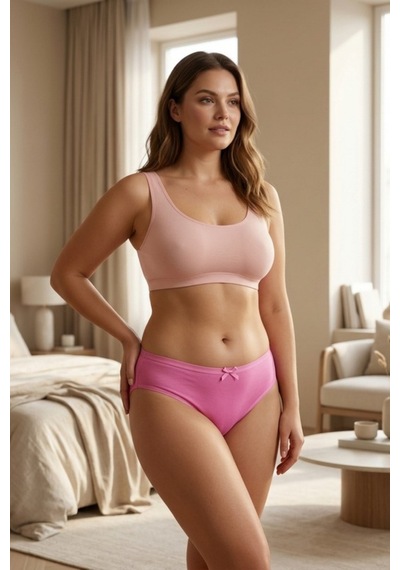 Mataş Kadın 6'lı Paket Pamuklu Bikini Külot Esnek Yumuşak İz Yapmaz İç Çamaşırı Pembe
