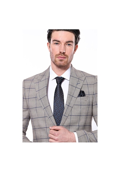Wessi Ekose Slim Fit Bej Erkek Ceket - Wessi Bej