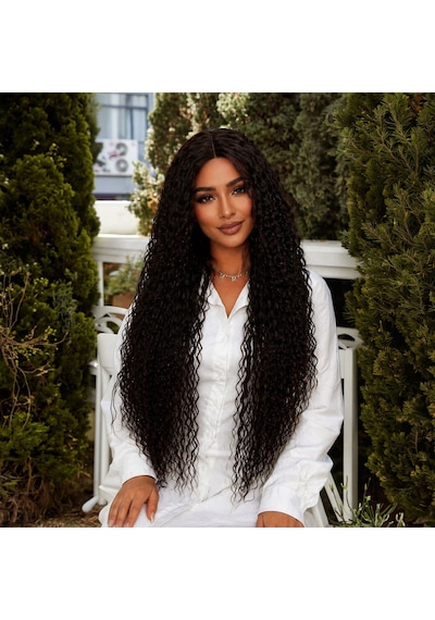 Afro Dalga Fiber Sentetik Tül Peruk / Koyu Kestane - Lygl-874994 Renkli