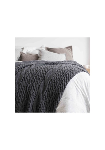 Home Kalın Örgü Battaniye Sofa & Yatak Üstü Dekoratif Battaniye 130cm X 170cm Antra Koyu Gri Koyu Gri