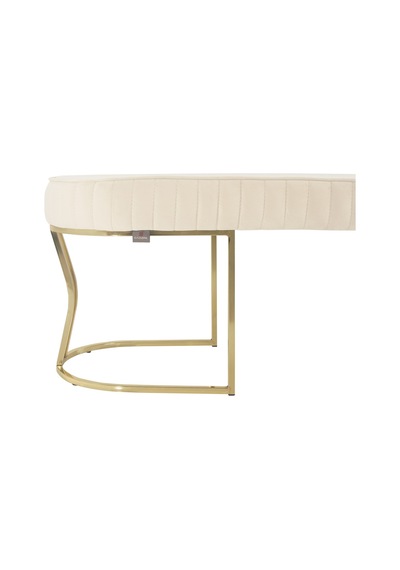 Viego Gold Striped- Beyaz Kapitoneli Chester Model Puf & Bench & Koltuk & Uzun Makyaj Puff & Yatak Ucu &önü