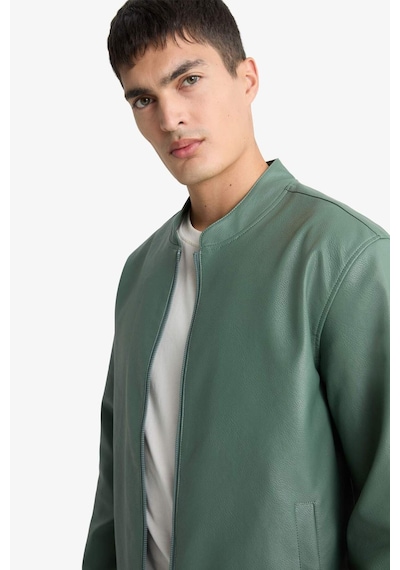 Defacto Su İtici Slim Fit Suni Deri Mont D8525ax26spkh458 Haki-kh458