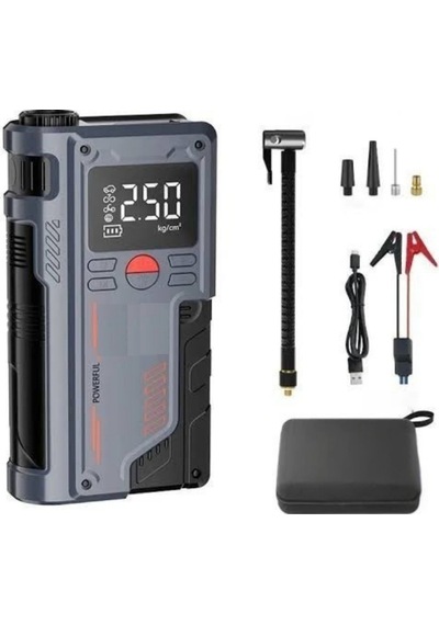 Cs70 Plus Akü Takviye Cihazı 4'ü 1 Arada Powerbank, Hava Kompresörü, Lcd Ekran, 12.000mah