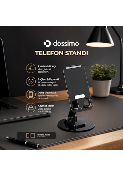 Katlanabilir 360 Dönebilen Ayarlanabilir Telefon Tutucu Masa Üstü Stand - Dst-04 Siyah