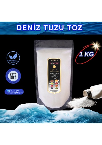 Hanzade Bitkisel Saf Deniz Tuzu Toz Öğütülmüş İyot İlavesiz 1 KG
