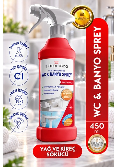 Ultra Konsantre Wc Ve Banyo Temizleme Spreyi Güçlü Formül Kireç Sabun Artığı Ve Kir Temizleyici 450 Ml Diğer