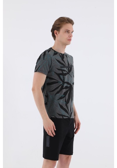Maraton Sportswear Regular Erkek Bisiklet Yaka Kısa Kol Beach Siyah T-Shirt 20603-Siyah