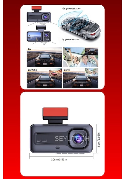 Harvox Araç Içi Hd Kamera 3 Kameralı Wifi Özellikli 1080p Full Hd Gece Görüşlü G-sensör Dashcam A98