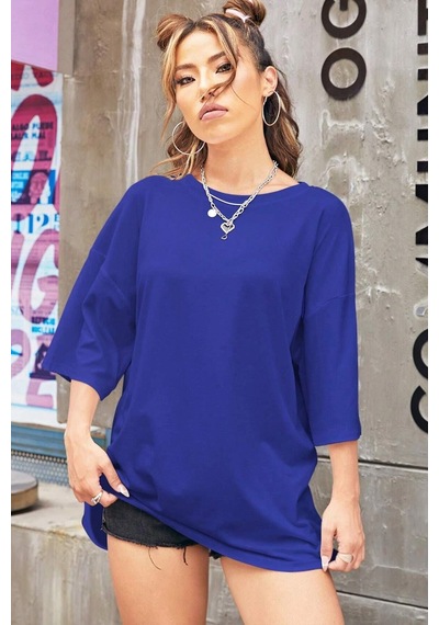 Flood Of Style Unisex Hey You Baskılı T-shirt Mavi