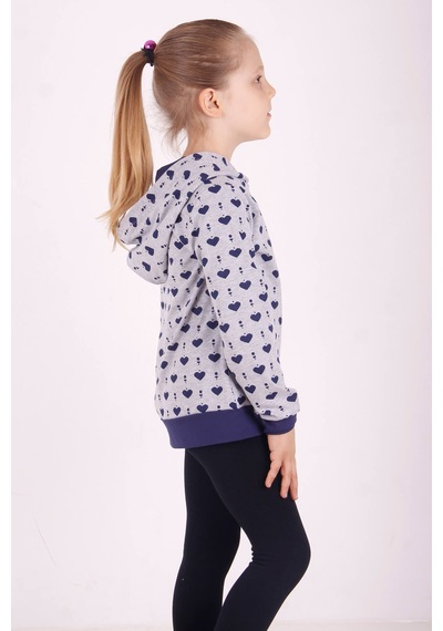 Toontoy Kız Çocuk Regular Fit Kapüşonlu Baskılı Sweatshirt - 2 İplik Gri