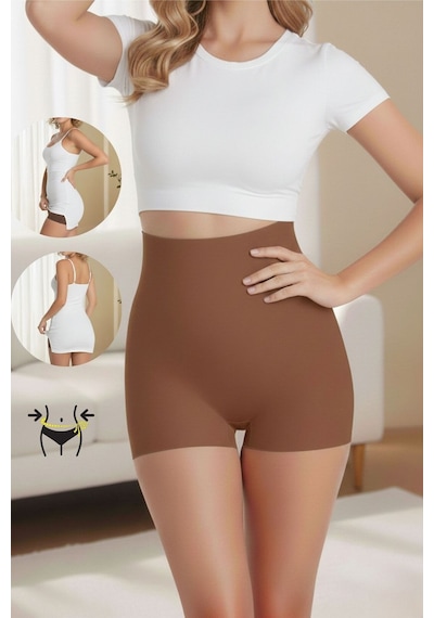 Mistirik Gretola Model Toparlayıcı Sıkılaştırıcı Yüksek Bel Lazer Boxer Korse Kahve Renk