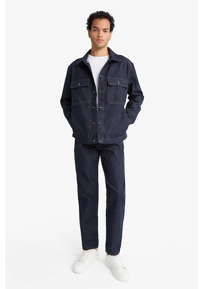Defacto Relax Fit Düğmeli Jean Ceket F8292ax25aunm34 Mavi