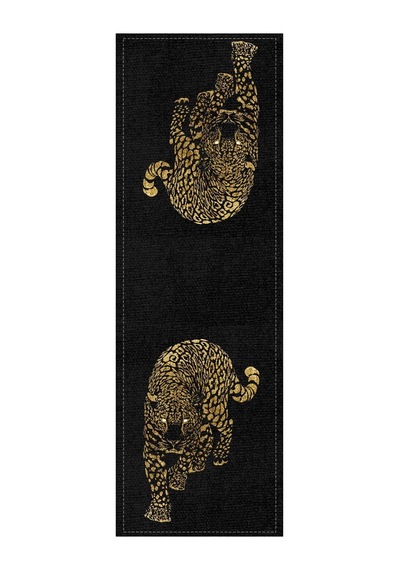Siyah Leopar Desenli Premium Masa Örtüsü Runner Rnr355