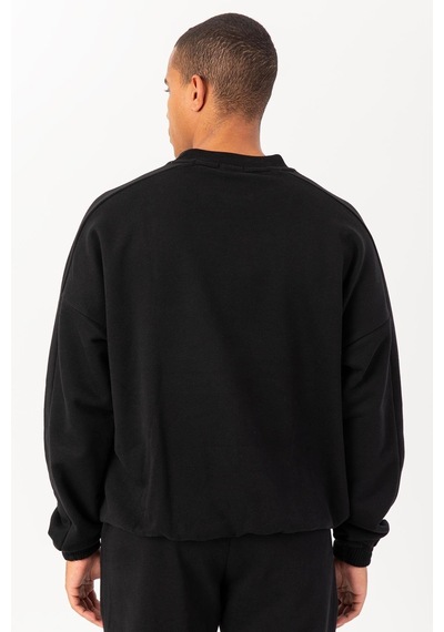 Maraton Sportswear Oversize Erkek Bisiklet Yaka Uzun Kol Basic Siyah Sweatshirt 21822-siyah Siyah