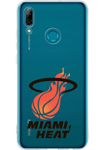 Huawei P Smart 2019 Uyumlu Kapak Miami Heat Tasarımlı Şeffaf Silikon Kılıf Şeffaf