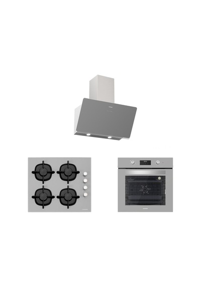 Silverline BO6502S02 - CS5343S01 - 3457 Soho 60 Gri Cam Ankastre Set