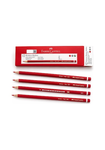 Faber-castell 321 Kırmızı Kopya Kalemi 12 Li Paket Silinmez Kırmızı Kurşun Kalem Çok Renkli