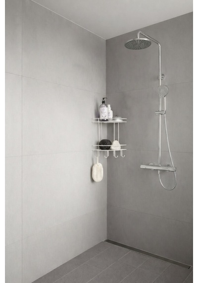Sas Haus Banyo Köşe Rafı Askılı Duş Organizeri Ve Şampuanlık 2 Katlı Krom Ek-02 Krom