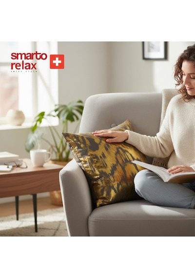 Smarto Relax Tekli Antibakteriyel Desenli Dekoratif Dolgulu Kırlent 45x45 Cm - Smr-kır-037 Siyah - Altın