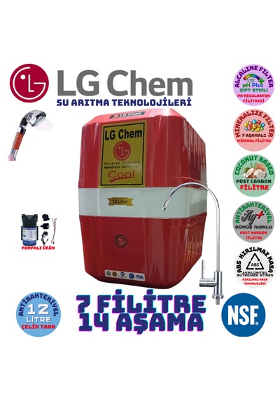 Lg Chem Cool Krmz Byz 12 Lt 7fl 14 Aşama Pompalı Su Arıtma Cihazı