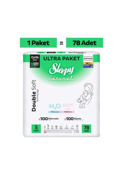 Natural Double Soft Ultra Paket Bebek Bezi 5 Numara Junior 78 Adet