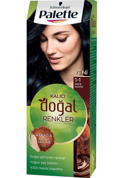 Palette Kalıcı Doğal Renkler Saç Boyası 1.1 Gece Mavisi