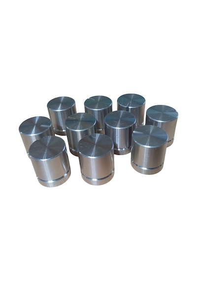 10 Adet Alüminyum Ses Kontrol Gümüş Pot Başlığı 20x22mm 6mm D Tip Mile Uygun