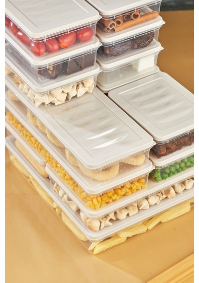 Multi Box 13 Parça 4 Farklı Boy Saklama Kabı Seti - Dondurucu & Mikrodalga Uyumlu Krem