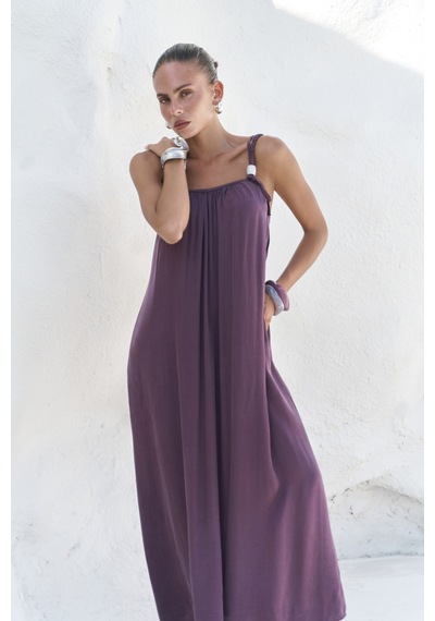 Mai Collection Mai Studios Co. Kasteli Boncuk Detay Bordo Elbise Bordo