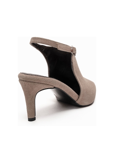 Luvishoes Rosalıe Vizon Süet Sivri Burunlu Kadın Topuklu Ayakkabı