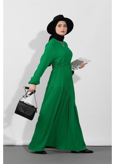 Sevitli Beli Tüneli Elbise-benetton Yeşili-1503-benetton Yeşil