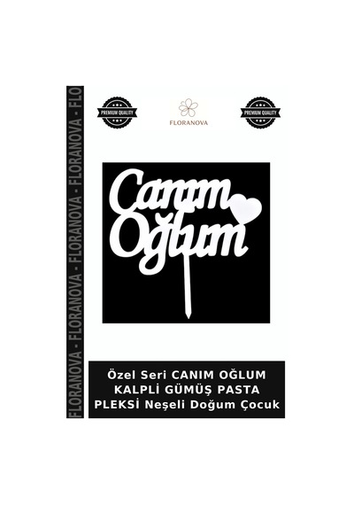 Özel Seri Canım Oğlum Kalpli Gümüş Pasta Pleksi Neşeli Doğum Çocuk